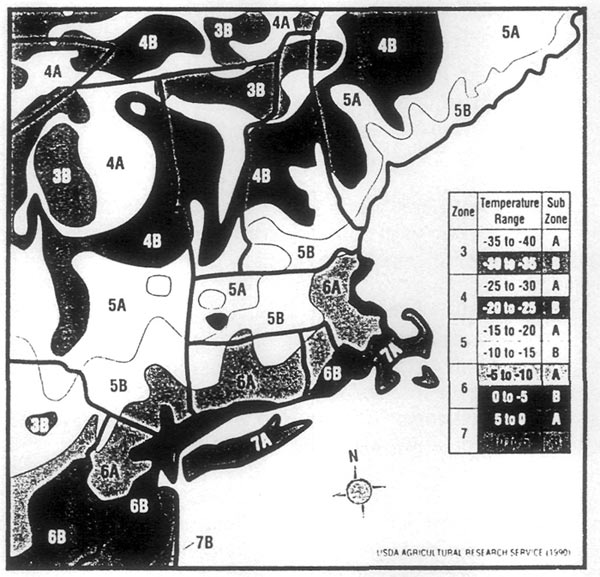 New England temperature zones map